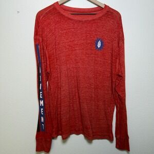 Free‎ People Women Keep Rolling Shirt Medium Red Graphic Long Sleeve Oversized
